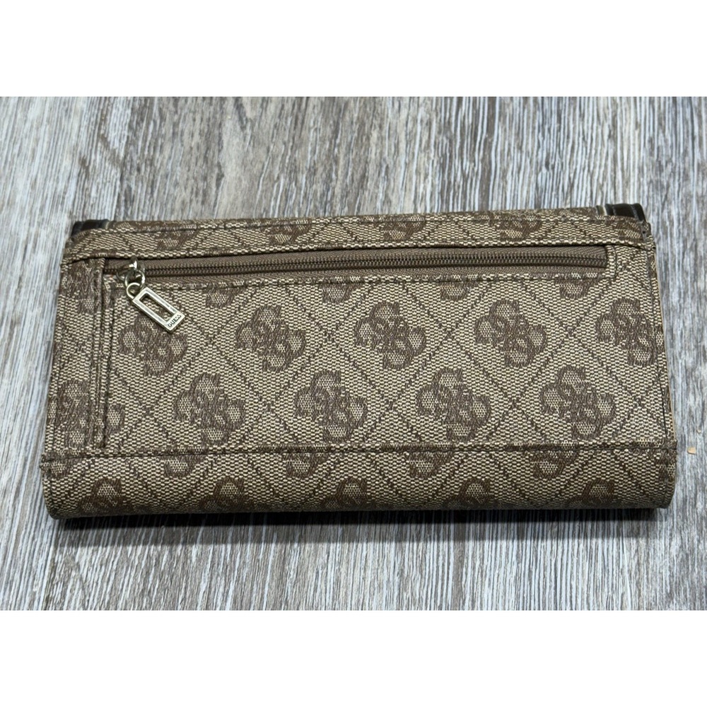 ☆ Guess Logo Print Satchel Handbag Purse + Wallet Brown Multicolor Please Read - Picture 12 of 16